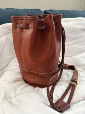 Coach Cognac Leather Tote with Embossed Creed